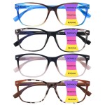 CLASAGA Progressive Multifocus Reading Glasses for Women, Pattern Print Blue Light Block Stylish Ladies Computer Readers (4 Mix Color,3.0, x)