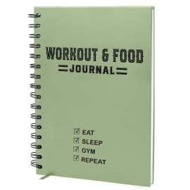 Nextnoid Hardcover Fitness & Food Journal - Workout & Meal Planner Notebook for Men & Women - A5 Sturdy Food Log Journal to Track Diet, Gym & Home Workouts - Green