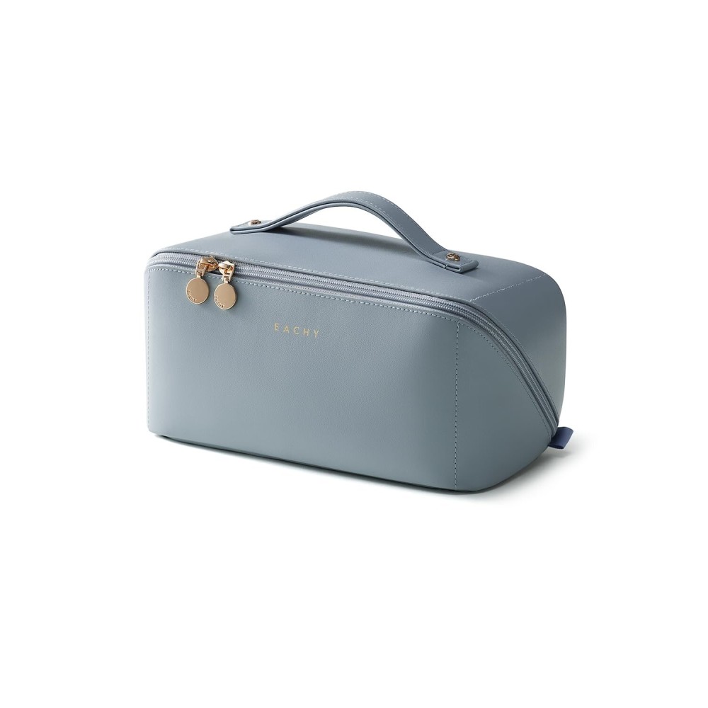 EACHY Travel Makeup Bag,Large Capacity Cosmetic Bags for Women,Portable Pouch Open Flat Toiletry Bag Make up Organizer with Divider and Handle