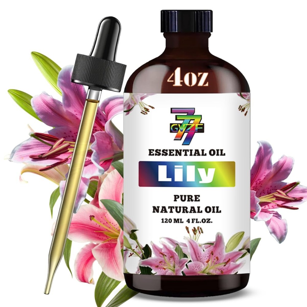Lily Essential Oil (4 oz/120 ml) - Lily Oils for Aromatherapy, diffusers, humidifiers, Home fragrances, DIY Skincare, soap Making, DIY Candle Making, Relaxation, Yoga, and Meditation