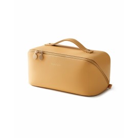 EACHY Travel Makeup Bag,Large Capacity Cosmetic Bags for Women,Portable Pouch Open Flat Toiletry Bag Make up Organizer with Divider and Handle