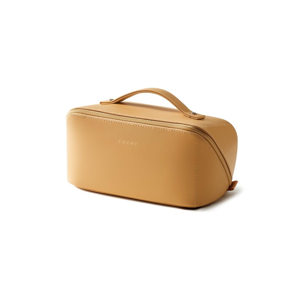 EACHY Travel Makeup Bag,Large Capacity Cosmetic Bags for Women,Portable Pouch Open Flat Toiletry Bag Make up Organizer with Divider and Handle