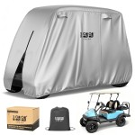 10L0L Golf Cart Cover 2/4/4+2 Passenger for Yamaha EZGO Club Car, Heavy Duty 420D Waterproof Windproof Durable Polyester Golf Cart Cover with 3 Zipper Doors for All-Weather Protection - Sliver