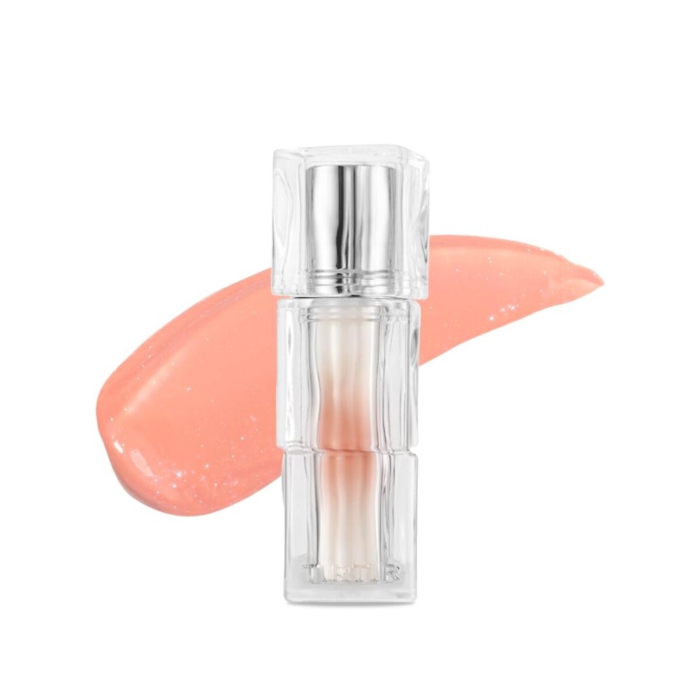 TIRTIR [*Mini Size Waterism Tinted Lip Gloss 22 Snowy Peach, 0.06 Fl Oz - Kiss Ready Lipgloss, 12H Long Lasting Non Sticky Natural Tinted Glow Korean Multiuse Cheek and Lip Tint for Women gift