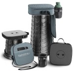 NUMANU 2025 Upgraded Collapsible Stool & 3IN1 Cushioned Carry Bag, Max 620lbs, 18 Height Adjustable Portable Stool Retractable Telescoping Seat, Foldable Camping Stool for Adults or Footrest (Square)