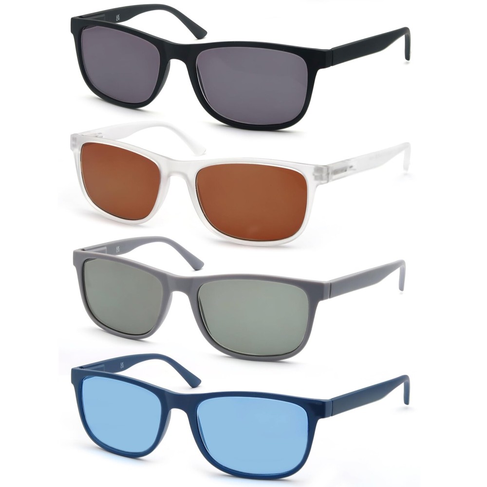 OLOMEE Reading Sunglasses Mens Large Readers Sunglasses +1.25 Lightweight Wide Oversized Sun Readers for Men w/Big Head 4 Pack
