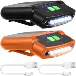 Mudder 2 Pieces LED Clip on Cap Lights USB Rechargeable Cap Flashlight Clip Waterproof Ultra Bright Hat Flashlight Headlamp for Fishing Camping Hand Work (Black,Orange)