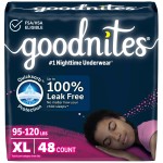 Goodnites Girls\' Nighttime Bedwetting Underwear, Size Extra Large (95-120 lbs), 48 Ct (2 Packs of 24), Packaging May Vary