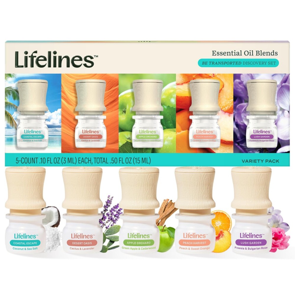 Lifelines Essential Oil Blends, 5-Pack Be Transported Discovery Set - Blended Essential Oils with Precision Pump for Aromatherapy Diffusers - Long-Lasting Scented Fragrance