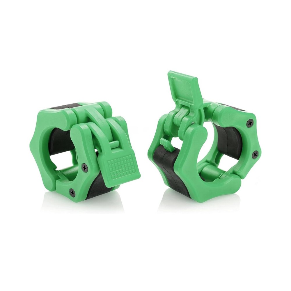 Greententljs Barbell Clamps 2 Inch Olympic - Pair of Collars Quick Release Locking Barbell Workout Pro Weight Plate Clamp Clips for Gym Power Heavy Weightlifting Fitness (Green Matte)