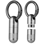 TISUR Small Keychain Pill Holder, Titanium Pill Case Waterproof Pill Fob for Travel Purse Pocket, Portable Pill Container Box Pill Organizer Tube (Upgrade Tiny 2pcs)