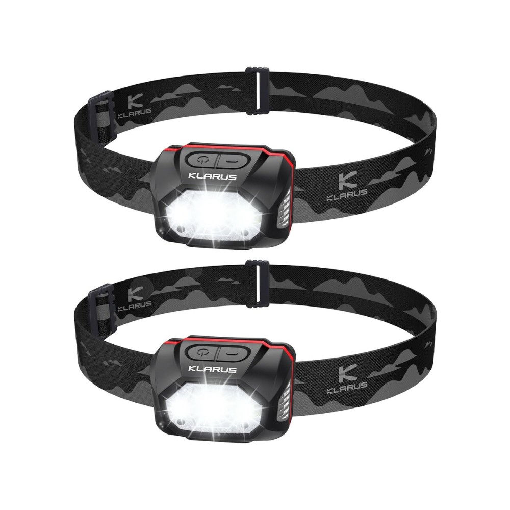 klarus HM1 2PCS IPX6 Waterproof Rechargeable Headlamp with Motion Sensor: 70 Hours Long Battery Life, Full Charge in 2.5 Hours, 440 Lumens Consistent Output, Shock and Drop Resistant
