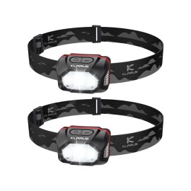 klarus HM1 2PCS IPX6 Waterproof Rechargeable Headlamp with Motion Sensor: 70 Hours Long Battery Life, Full Charge in 2.5 Hours, 440 Lumens Consistent Output, Shock and Drop Resistant