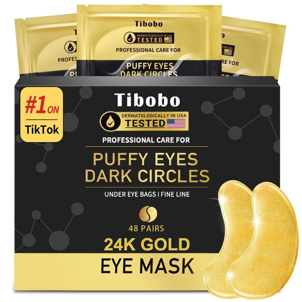 Under Eye Patches (48 Pairs) - Christmas Stocking Stuffers Gifts for Women, 24K Gold Eye Masks Enriched with Abundant Collagen | Diminish Dark Circles and Puffiness | Anti-Aging, Smooth Fine Line