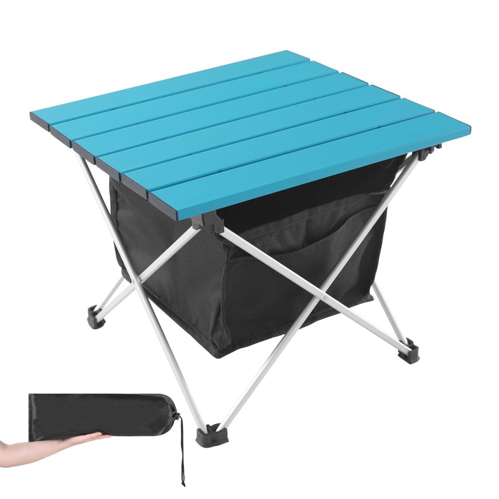 Grope Portable Camping Table Ultralight Aluminum Camp Table with Storage Bag,Beach Table for Sand with Carrying Bag,Prefect for Outdoor,Picnic,BBQ,Cooking,Festival (Blue with Storage Bag-S)