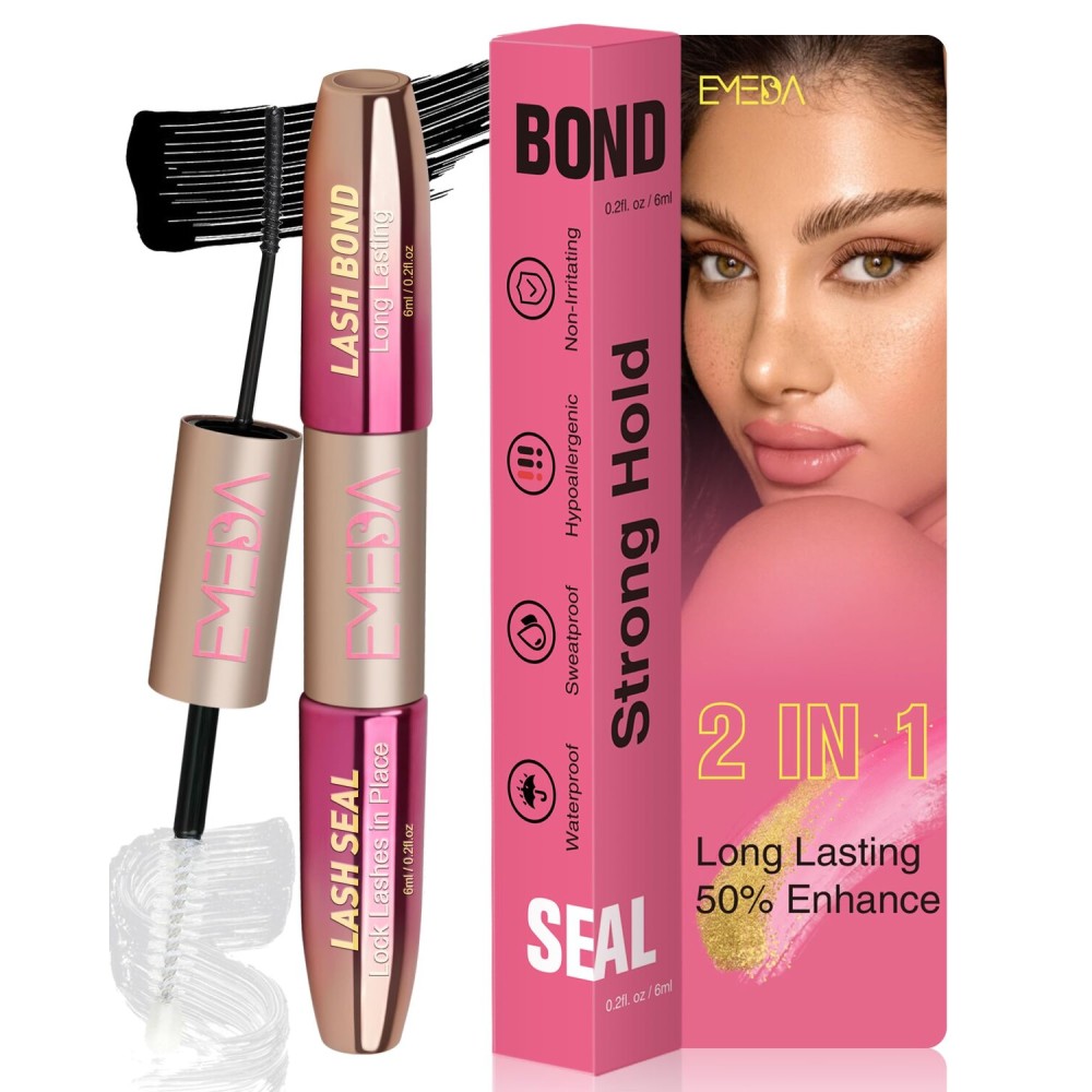 Lash Cluster Glue, 2-in-1 Lash Bond and Seal Waterproof Lash Glue for Eyelash Clusters Strong Hold for 72 Hours DIY Individual Eyelashes Extensions Latex Free by EMEDA