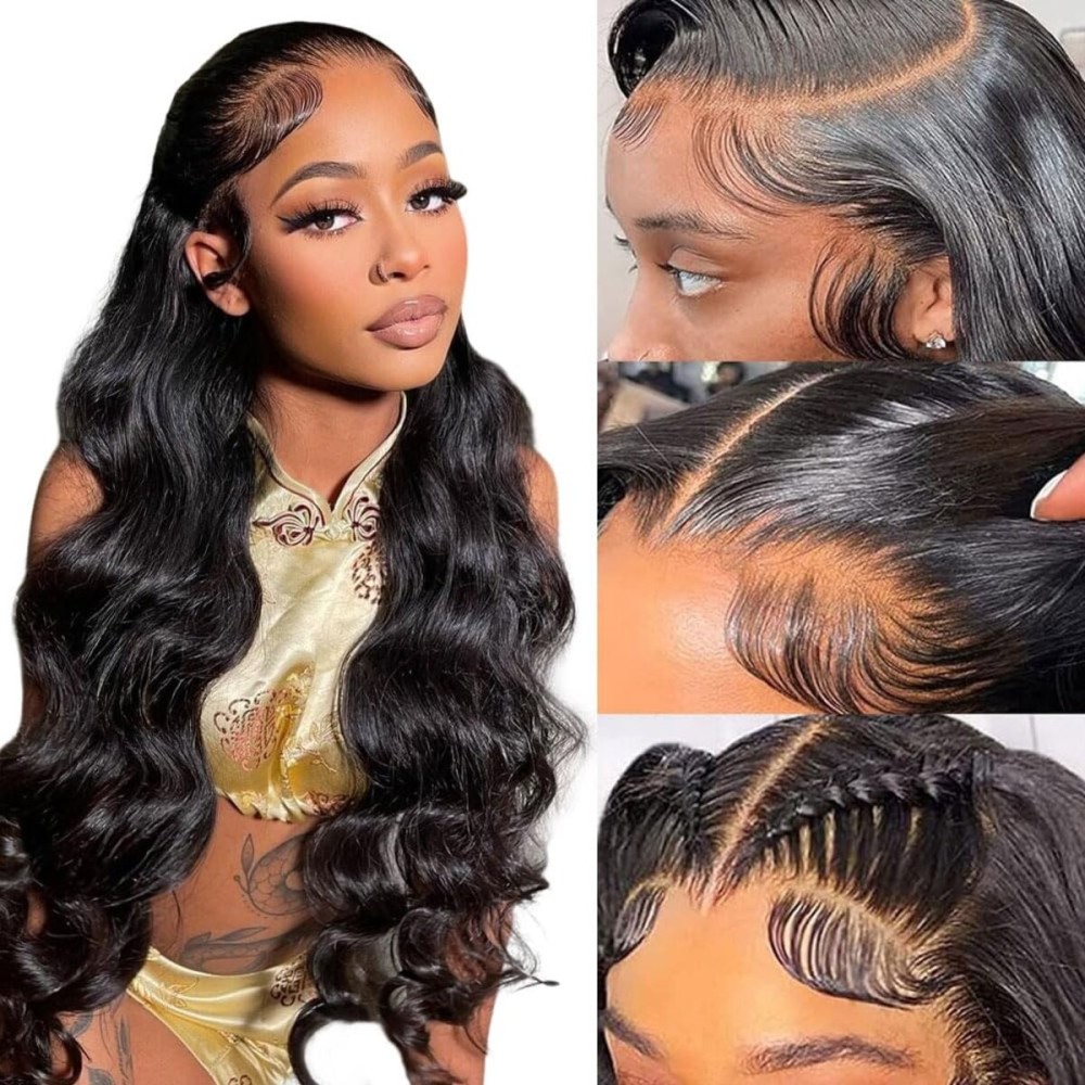ANNELBEL 13x6 Body Wave Lace Front Wigs Human Hair 250% Density HD Transparent Lace Frontal Human Hair Wigs 12A Grade Glueless Wigs Human Hair for Women Natural Black 26 inch