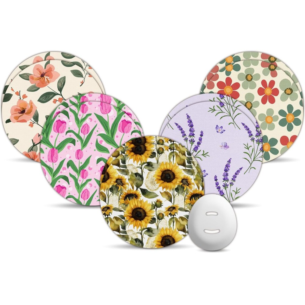 Amolyfe - Dexcom G7 & Stelo Adhesive Patches, 10-Pack Dexcom G7 Stelo Overpatches, Bump-Proof with Hard Cap, Waterproof, Breathable, Medical Adhesive, 10-Day CGM Protection (Sunflower)