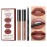 QiBest 3-in-1 Lipstick Set for Women & Teen Girls, Matte Liquid Lipstick + Lip Gloss + Gel Lip Liner Pencil Trio Lip Gift Kit for 24 Hours Long Lasting & Waterproof Lip Makeup (Whiskey Honey)