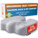 5 STARS UNITED Seat Cushion for Tailbone Pain Relief - Large Memory Foam Cushion for Coccyx, Hip, Sciatica & Post-Surgery Recovery - Wheelchair, Car, Desk, Gaming & Office Chairs, Light Gray