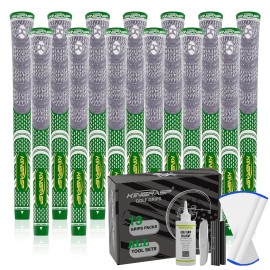 KINGRASP Premium Rubber Golf Grips 13 Pack, Anti-SlipSuper Stability,Cord Rubber, Golf Club Grips,Standard/Mid Size/Oversize, 13 Grips with All Kits
