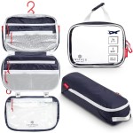 Toiletry Bag Kit Set: Hanging Travel Toiletry Bag + 311 TSA Cosmetic Liquid Bag + Ultralight Accessory Organizer Pouch (Navy Ripstop)
