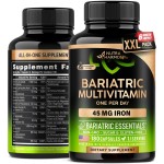 Bariatric Multivitamin - 45 mg Iron Supplements - Made in USA - for Women & Men - All-in-One, 21 Essential Vitamins - Gastric Sleeve Support - Free of Sugar, Gluten & Soy - 180 Capsules, Once Daily