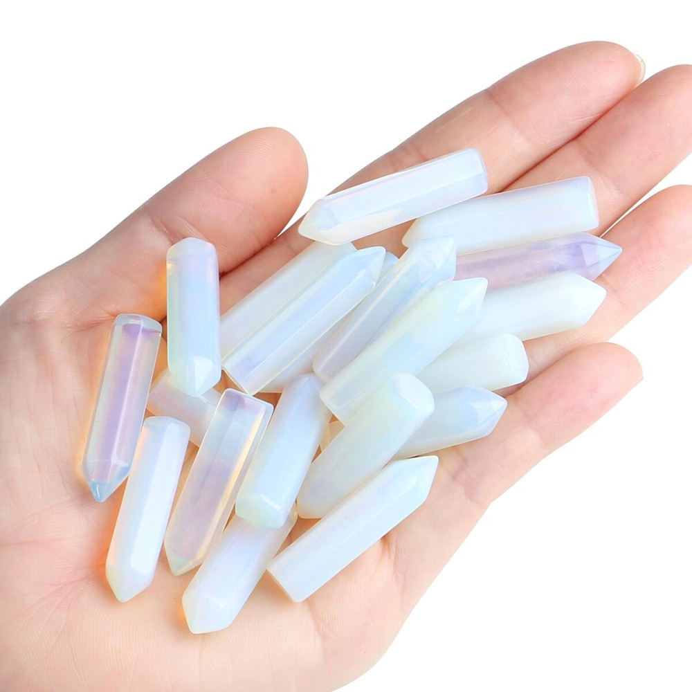 QINJIEJIE Opal 20 PCS Healing Crystals Stones Sets Wands Bulk Natural Pocket Crystal Towers Assorted Pointed Reiki Gemstones Polished Energy Meditation Chakra Gifts for Women Men