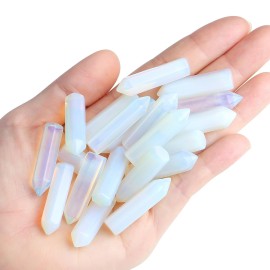 QINJIEJIE Opal 20 PCS Healing Crystals Stones Sets Wands Bulk Natural Pocket Crystal Towers Assorted Pointed Reiki Gemstones Polished Energy Meditation Chakra Gifts for Women Men