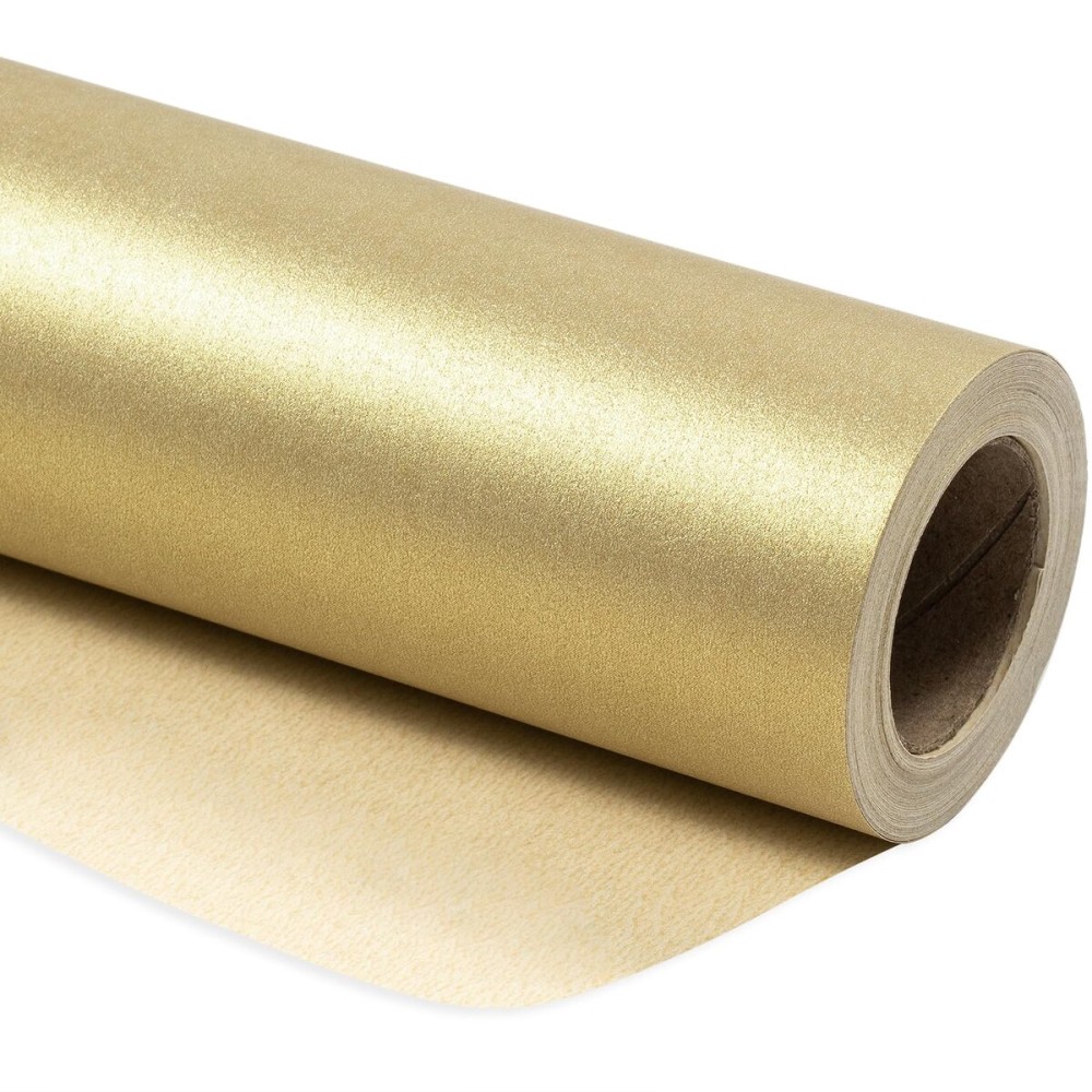RUSPEPA Gold Wrapping Paper - Christmas Gift Wrap Pearly - luster Paper Perfect for Wedding, Birthday, Valentine\'s Day, Christmas, Baby Shower, DIY Bouquet -17 Inches X 32.8 Feet