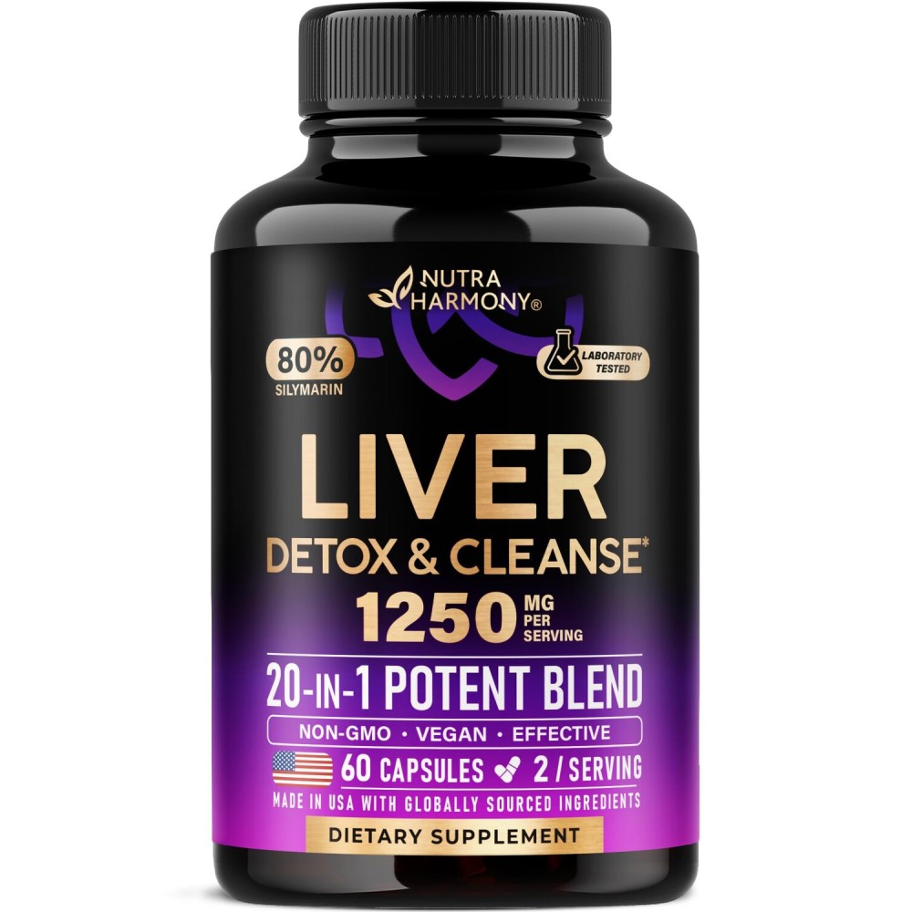 Liver Cleanse Detox & Repair - Milk Thistle | Dandelion | Artichoke | TUDCA | Glutathione & NAC - Effective Liver Health Supplement | 80% Silymarin - Laboratory Tested, Vegan - Made in USA 60 Capsules