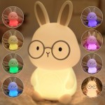 Bunny Night Light, Rabbit Lamp for Kids,Rechargeable Nursery Nightlight ,Silicone Bedside Lamp with Touch Color Changing,Dimmable/TimmerLight, Room Decor,Easter Gift / Christmas Gifts for Boys Girls