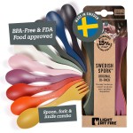 Light My Fire Spork Original 10-Pack 3-in-1 Camping Spoon Fork Knife Combo Reusable Travel & Camping Utensils Lunch Spork Outdoor Backpacking Hiking Picnic Utensil BPA Free