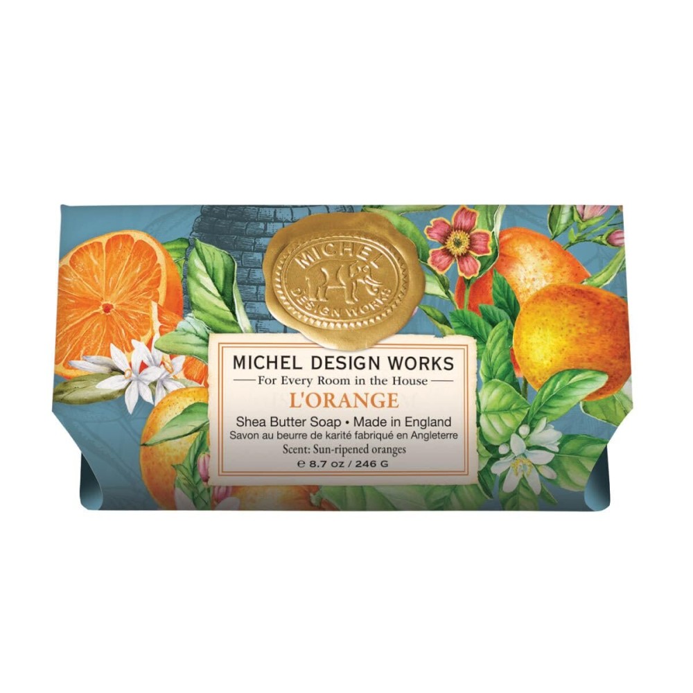 Michel Design Works Soap Bar, L\'Orange Large, Beautiful Design, Triple-milled