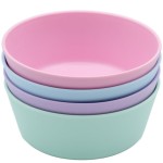 WeeSprout Bamboo Kids Bowls, Set of Four 10 oz Kid-Sized Bamboo Bowls, Dishwasher Safe Kid Bowls (Pastel Blue, Mint, Purple & Pink)