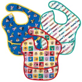 Bumkins Disney Bibs for Girl or Boy, SuperBib Baby and Toddler for 6-24 Months, Essential Must Have for Eating, Feeding, Baby Led Weaning, Mess Saving Waterproof Soft Fabric, 3-pk Mickey and Friends