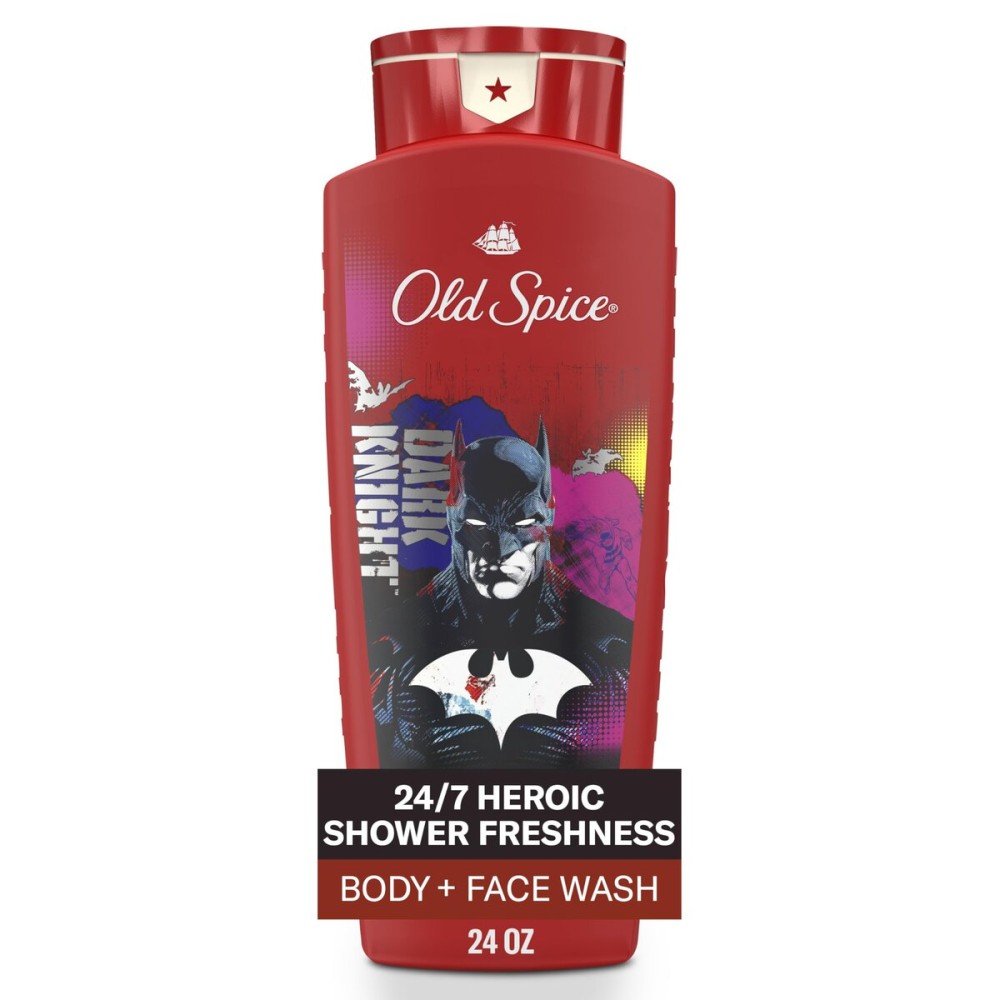 Old Spice Body Wash for Men, Batman: Dark Night, 3X Defense, 24/7 Shower Fresh with Lasting Scent, Cleansing 2-in-1 Body & Face Wash, Smell Like a Hero, Black Cherry and Nightfall Scent, 24 oz