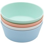 WeeSprout Bamboo Kids Bowls, Set of Four 10 oz Kid-Sized Bamboo Bowls, Dishwasher Safe Kid Bowls (Pastel Coral, Blue, Mint & Off White)