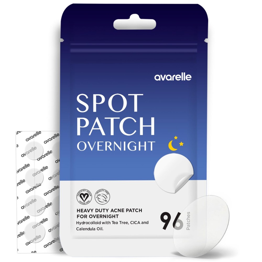 AVARELLE Spot Pimple Patches for Face | Good Night Acne Cover | Hydrocolloid with Tea Tree Oil | Acne Spot Treatment (12-14 mm, 96 ct)