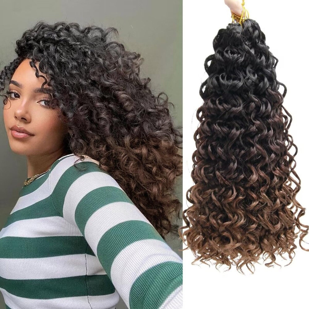 YXCHERISHAIR 8 Packs Curly Crochet Hair GoGo Curl Crochet hair for Women Deep Wave Braiding hair,Synthetic Bohemian Crochet Braid Water Wave Crochett hair Extensions(1B/4/30, 14inch)