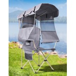 Docusvect Folding Camping Chair with Shade Canopy for Adults, Canopy Chair for Outdoors Sports with Cup Holder, Side Pocket for Camp, Beach, Tailgates, Fishing - Support 330 LBS