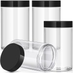 Patelai 4 Pieces Round Wide-mouth Leak Proof Plastic Container Jars with Lids for Travel Storage Makeup Beauty Products Face Creams Oils Salves Ointments DIY Making(32 Ounce,Black)