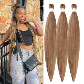 Brown Blonde Braiding Hair Pre Stretched Box Braids Hair Extension for Braiding 27/30/613 Mixed Braiding Hair for Knotless Box Braids