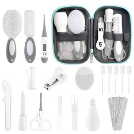 Baby Healthcare and Grooming Kit for Newborn Kids, 24PCS Upgraded Safety Baby Care Kit, Newborn Nursery Health Care Set, Baby Care Product (Grey White)