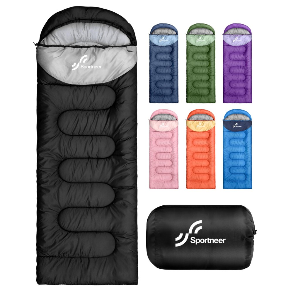 Sportneer Sleeping Bag for Adults & Kids, Cold Weather 3-4 Season Camping Sleeping Bags with 32-65 or 50-80 Temperature Options, Warm Lightweight Backpacking Bag for Camping, Hiking & Travel