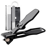 VOGARB Nail Clippers for Men & Seniors Thick Toenails and Fingernail - Wide Jaw Opening Portable Ultra Sharp Finger Nail Clippers with Catcher, Heavy Duty Stainless Steel, Black Set