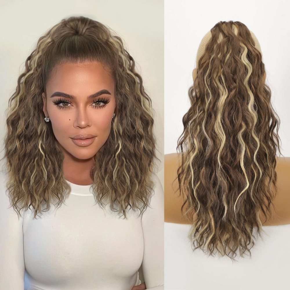 ORSUNCER Ponytail Extension Claw 18 Curly Pony Tail Clip in Claw Hair Extensions Fluffy Natural Looking Synthetic Hairpiece for Women