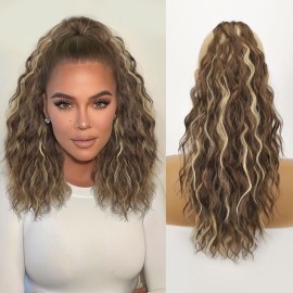 ORSUNCER Ponytail Extension Claw 18 Curly Pony Tail Clip in Claw Hair Extensions Fluffy Natural Looking Synthetic Hairpiece for Women