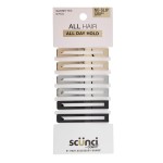 Scunci by Conair No-Slip Grip Stay Tight Barrettes - hair barrettes for women - hair accessories for women - hair clips - Gold, Black and Silver - 6 Count