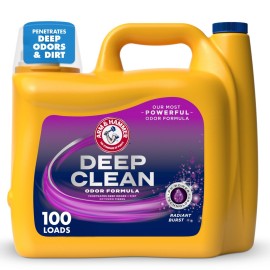 ARM & HAMMER Deep Clean Odor Formula Liquid Laundry Detergent, Laundry Odor Remover, Radiant Burst Scent, 150 Fl Oz, 100 Loads